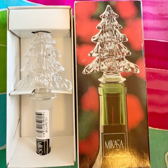 NIB Mikasa Crystal Christmas Tree Wine Stopper - Picture 6 of 9